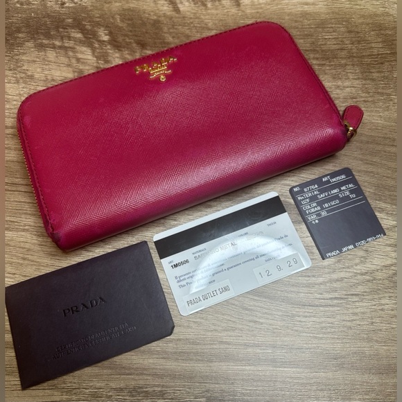Prada Pink Saffiano Leather Wallet - Picture 1 of 15